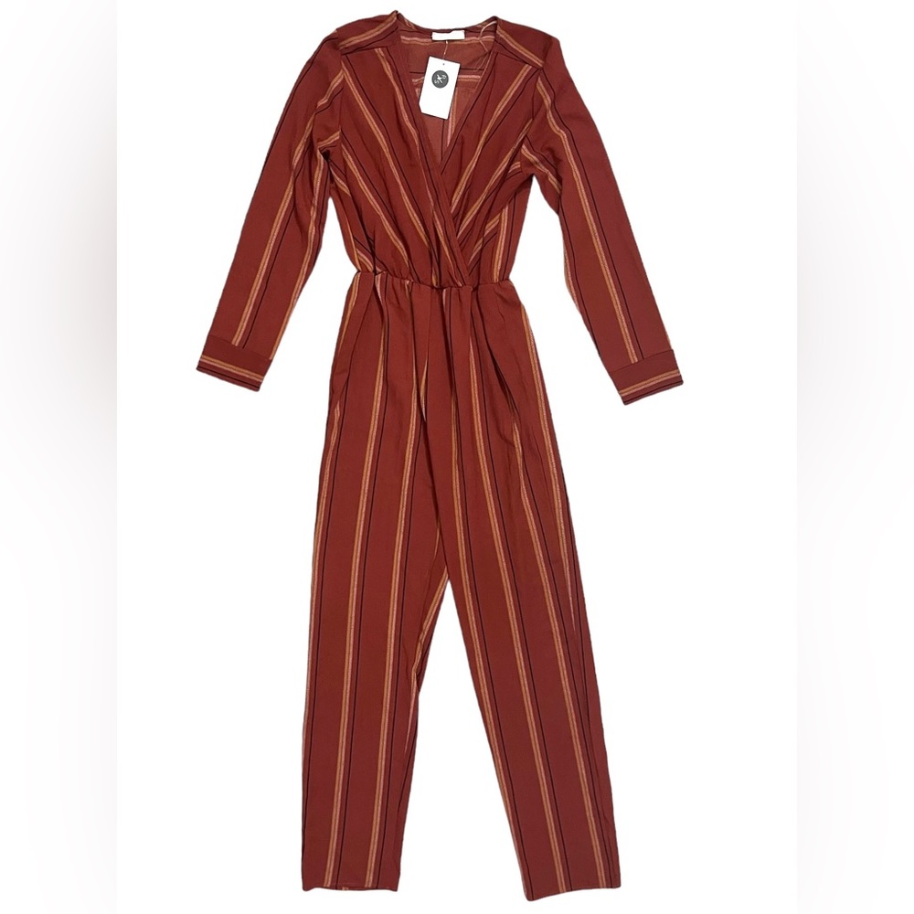 NWT Piper & Scoot Moderato The Houghton Striped Wrap Jumpsuit Size Small
